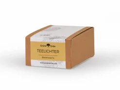 12 Teelichter aus Bienenwachs, ohne Duft, 1 Glaseinsatz