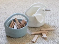 Aufbewahrungskorb aus Filz groß, natur, ø 18 cm H 12 cm, 100 % Schurwolle (Schaf)