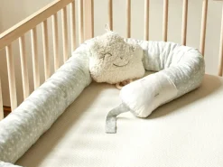 Baby- & Kinderschlafschlange, Julie blaugrau, 10 x 200 cm, Bezug: 100 % Baumwolle, Füllung: 100 % Naturlatex, GOTS