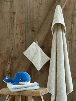 Baby-Kapuzenbadetuch Pünktchen, natur, 80 x 80 cm, 100 % Baumwolle, GOTS