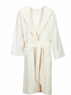 Bademantel Herren, raute natur, S/M, 100 % Baumwolle, GOTS