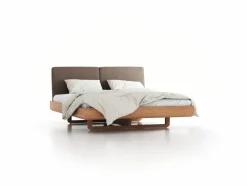 Bett Almara, 180 x 200 cm, mit Überzug Wollstoff Tano Natur (79), Eiche