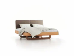Bett Almara, 180 x 200 cm, mit Überzug Wollstoff Tano Natur (79), Buche
