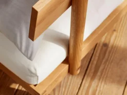 Bett Jukai Pur, mit Betthaupt und Bettrahmenhousse, inkl. integriertem Lattenrost, 160 x 200 cm, Baumwollstoff Ondula Greige (139), Buche