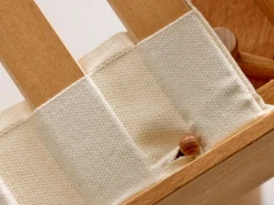 Bett Jukai Pur, mit Betthaupt und Betthaupthousse, inkl. integriertem Lattenrost, 160 x 200 cm, Baumwollstoff Ondula Greige (139), Buche