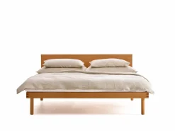 Bett Jukai Pur, mit Flächenbetthaupt, inkl. integriertem Lattenrost, 160 x 200 cm, Buche