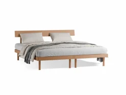 Bett Jukai Pur, mit Stegbetthaupt, inkl. integriertem Lattenrost, 180 x 200 cm, Buche