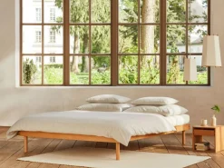 Bett Jukai Pur, ohne Betthaupt, inkl. integriertem Lattenrost, 160 x 200 cm, Buche