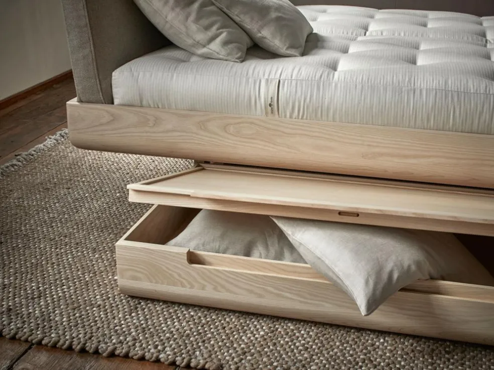 Bettkasten Almara, B 120 x T 69,2 x H 18,5 cm, Buche