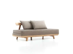 Bettsofa Doppio 160x200 cm inkl. 2 Kissen (80x55 cm) mit Bezug, Wollstoff Tano Natur (79), Buche