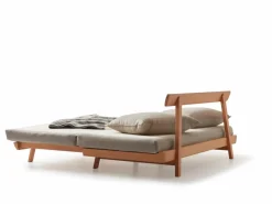 Bettsofa Doppio 160x200 cm inkl. 2 Kissen (80x55 cm) mit Bezug, Wollstoff Tano Natur (79), Buche