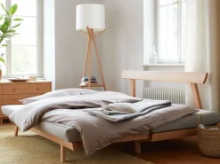 Bettsofa Doppio 160x200 cm inkl. 2 Kissen (80x55 cm) mit Bezug, Wollstoff Tano Natur (79), Buche