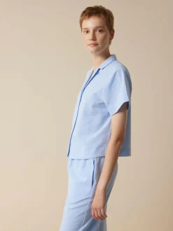 Bluse aus Bio-Baumwolle, 97 himmelblau seersucker, L, GOTS