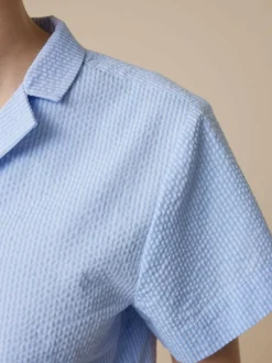 Bluse aus Bio-Baumwolle, 97 himmelblau seersucker, L, GOTS