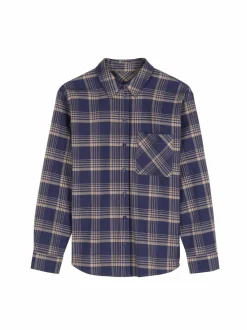 Bluse aus Bio-Baumwolle, 40 karo royalblau, 38, GOTS