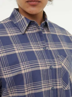 Bluse aus Bio-Baumwolle, 40 karo royalblau, 38, GOTS