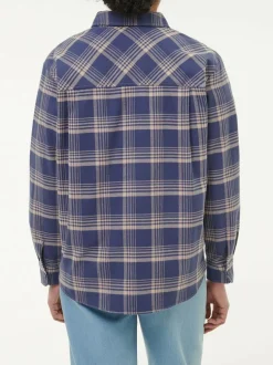 Bluse aus Bio-Baumwolle, 40 karo royalblau, 38, GOTS