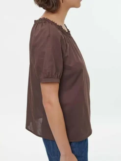 Bluse aus Bio-Baumwolle, 95 kakao, S, GOTS