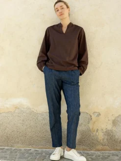 Bluse aus Bio-Baumwolle, 95 kakao, 38, GOTS