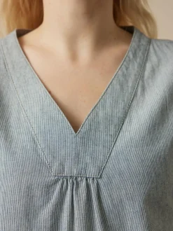 Bluse aus Bio-Baumwolle, 74 streif blau-weiss, 40, GOTS