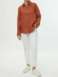 Bluse aus Bio-Leinen, 77 kastanie, 38, GOTS