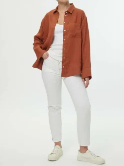Bluse aus Bio-Leinen, 77 kastanie, 38, GOTS