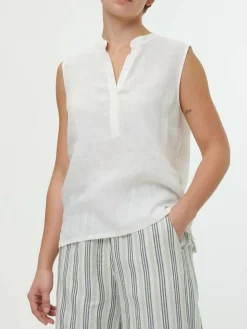 Bluse aus Bio-Leinen, 11 weiß, 38, GOTS