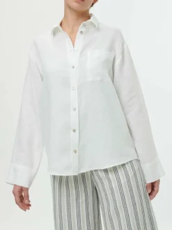 Bluse aus Bio-Leinen, 11 weiß, 38, GOTS