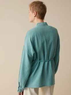 Blusenjacke aus Bio-Baumwolle, 29 tourmaline, 38, GOTS