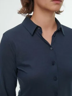 Blusenshirt Langarm aus Bio Baumwolle, 38 navy, 38, GOTS