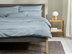 Deckenüberzug CARLA, rauchblau, 140 x 200 cm, 100 % Baumwolle, Satin, GOTS