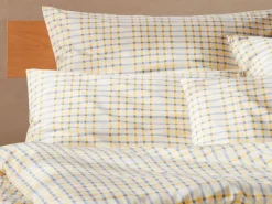 Deckenüberzug JEMMA Pur, hellblau/vanillegelb, 140 x 200 cm, 100 % Baumwolle, Satin, GOTS