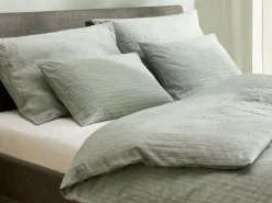 Deckenüberzug ORLANDO, lorbeer, 140 x 200 cm, 60 % Leinen/40 % Baumwolle, Seersucker, GOTS