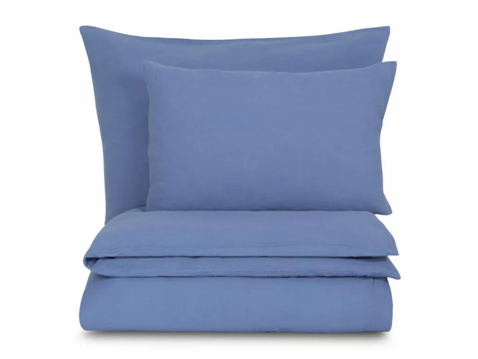 Deckenüberzug VIVIEN, blau, 140 x 200 cm, 100 % Baumwolle, Musselin, GOTS