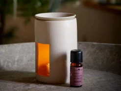 Duftlampe aus Keramik, H 13 cm, ø 9 cm, creme