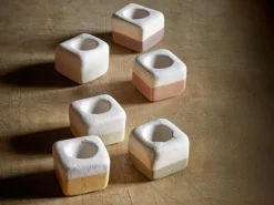 Duftwürfel aus Keramik, 3 Stk. je 3 x 3 x 2,7 cm, mint, schilf und kurkuma