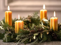 4er-Set Adventkranzkerzen aus Bienenwachs, Sternenform, ø 4,5 cm