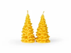 2er-Set Figurenkerze Tannen aus Bienenwachs, H 8 cm, ø 4 cm