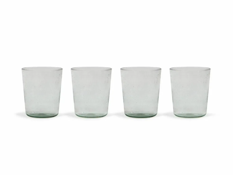 4er-Set mundgeblasenes Trinkglas aus Recycling Weinflaschen, transparent