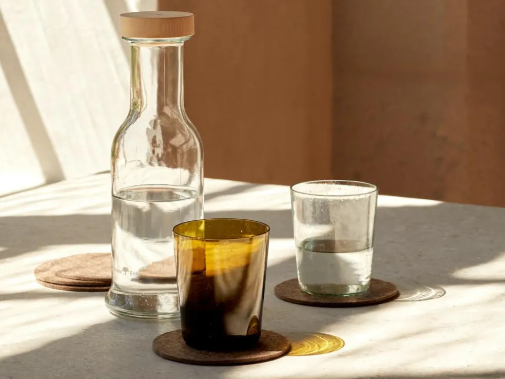 4er-Set mundgeblasenes Trinkglas aus Recycling Weinflaschen, transparent