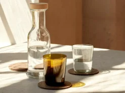 4er-Set mundgeblasenes Trinkglas aus Recycling Weinflaschen, dunkelgrün