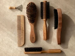 Föhnbürste mit Wildschweinborsten, ca. 21 cm, Olivenholz, 10 Borstenreihen