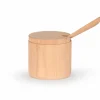 Gewürzdose mit Löffel, Erle natur, H 5 cm ø 5,5 cm