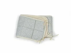 Gitterbettumrandung, Julie blaugrau/natur, 26 x 230 cm, 100 % Baumwolle, GOTS