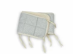 Gitterbettumrandung, Julie blaugrau/natur, 26 x 230 cm, 100 % Baumwolle, GOTS