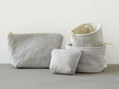 Großer Badezimmerkorb, graphit gestreift, 14 x 17 cm, 100 % Baumwolle, GOTS