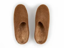 Hausschuh Amale, cognac, Größe 38/39, 100 % Schurwolle (Schaf) mit pflanzlich gegerbter Ledersohle