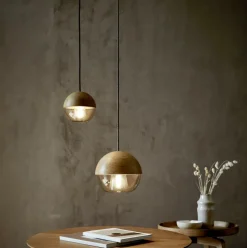 Hängeleuchte Avo inkl. Leuchtmittel, Ø 23 cm, Glas braun getönt, Buche