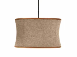 Hängeleuchte Malla mit Schirm aus 100% Schafschurwolle, Ø 45 cm, 3D Strick Sand, Buche