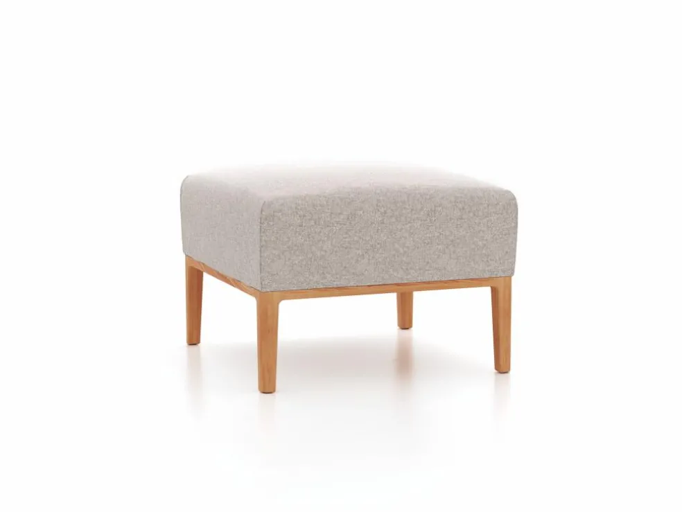 Hocker Lorea, B 60 x T 60 cm, mit Bezug Wollstoff Tano Natur (79), Buche